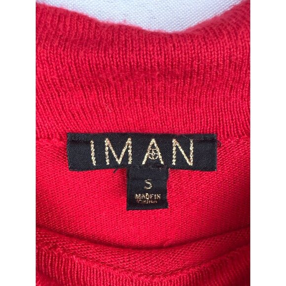 Iman Chic Mock Neck Knit Sweater Red Long Sleeve Soft Textured Womens Top - Picture 4 of 5